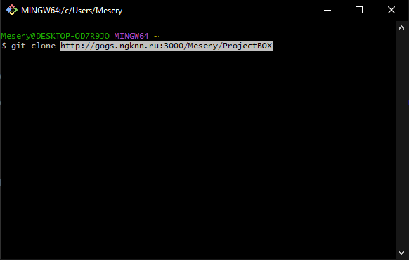 Клонирование через Git bash